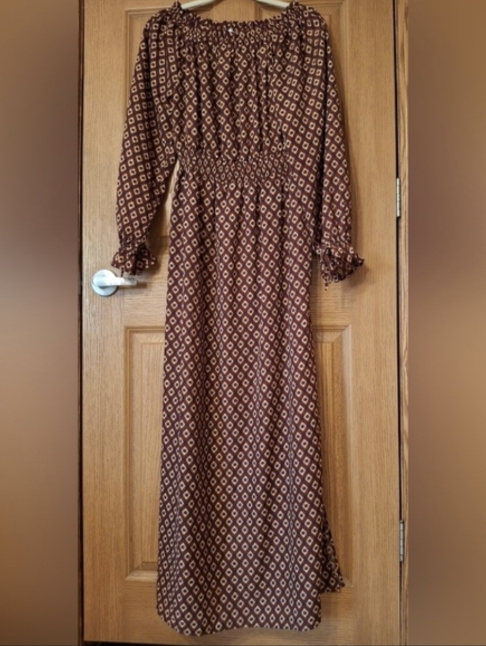 HAYDEN Los Angeles BOHO/PEASANT Geometric Print Maxi-Long Dress (L)